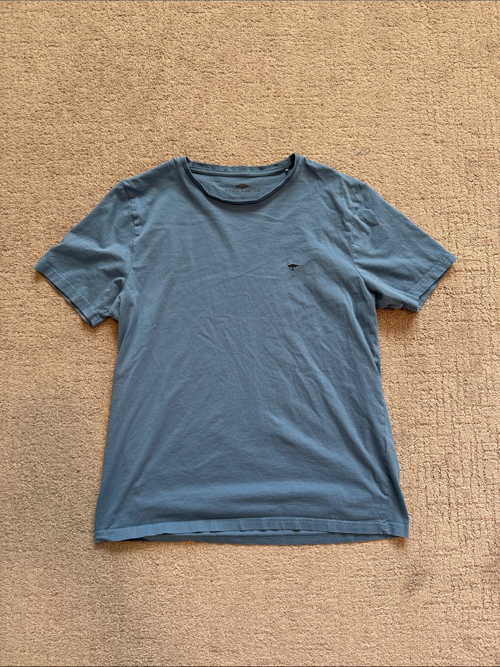 Fynch Hatton Classic Short Sleeve Dusty Blue Sustainable Tee
